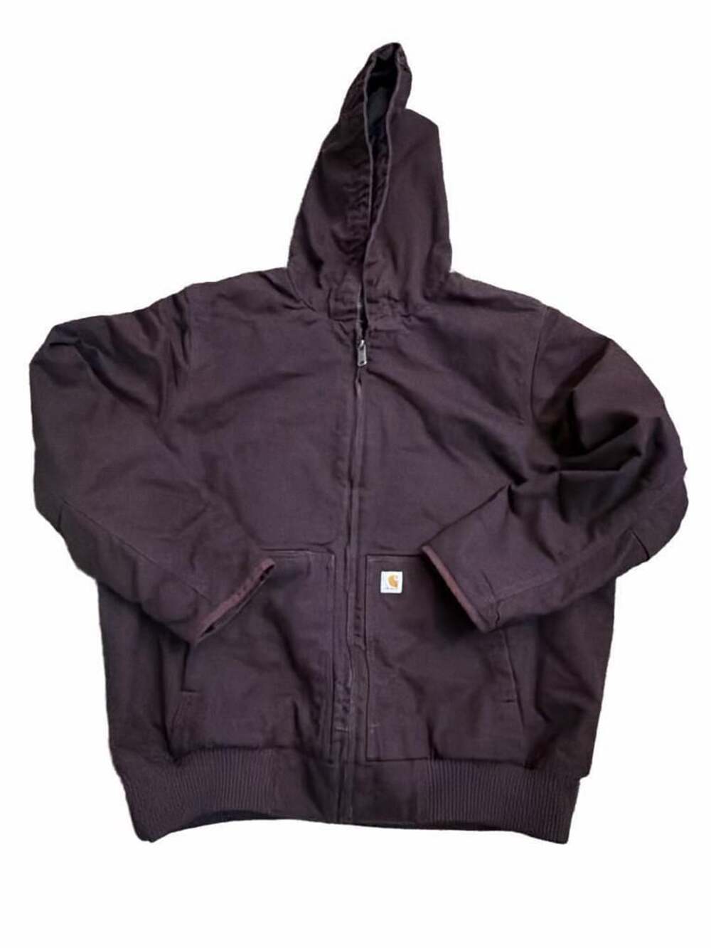 Carhartt Washed Duck Active Jac Hooded Canvas Work Jacket Burgundy Men’s Sz 2X